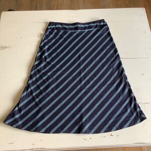 Talbots Navy A line Skirt w/ light blue diagonal stripes MP Medium Petite